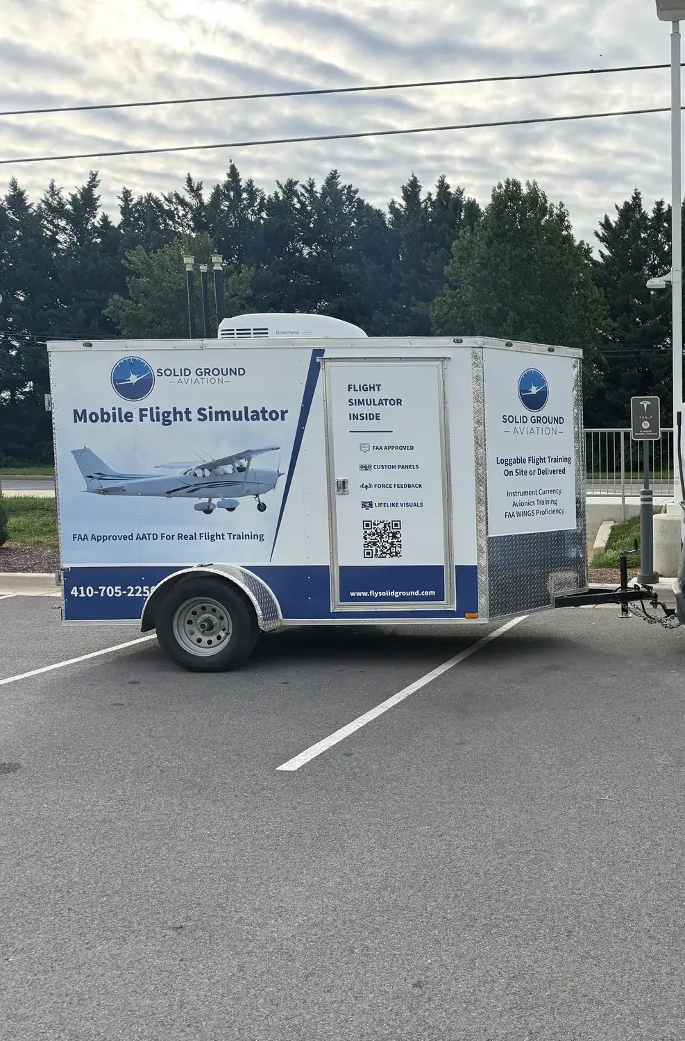 Solid Ground Aviation Mobile Simulator Trailer on the road