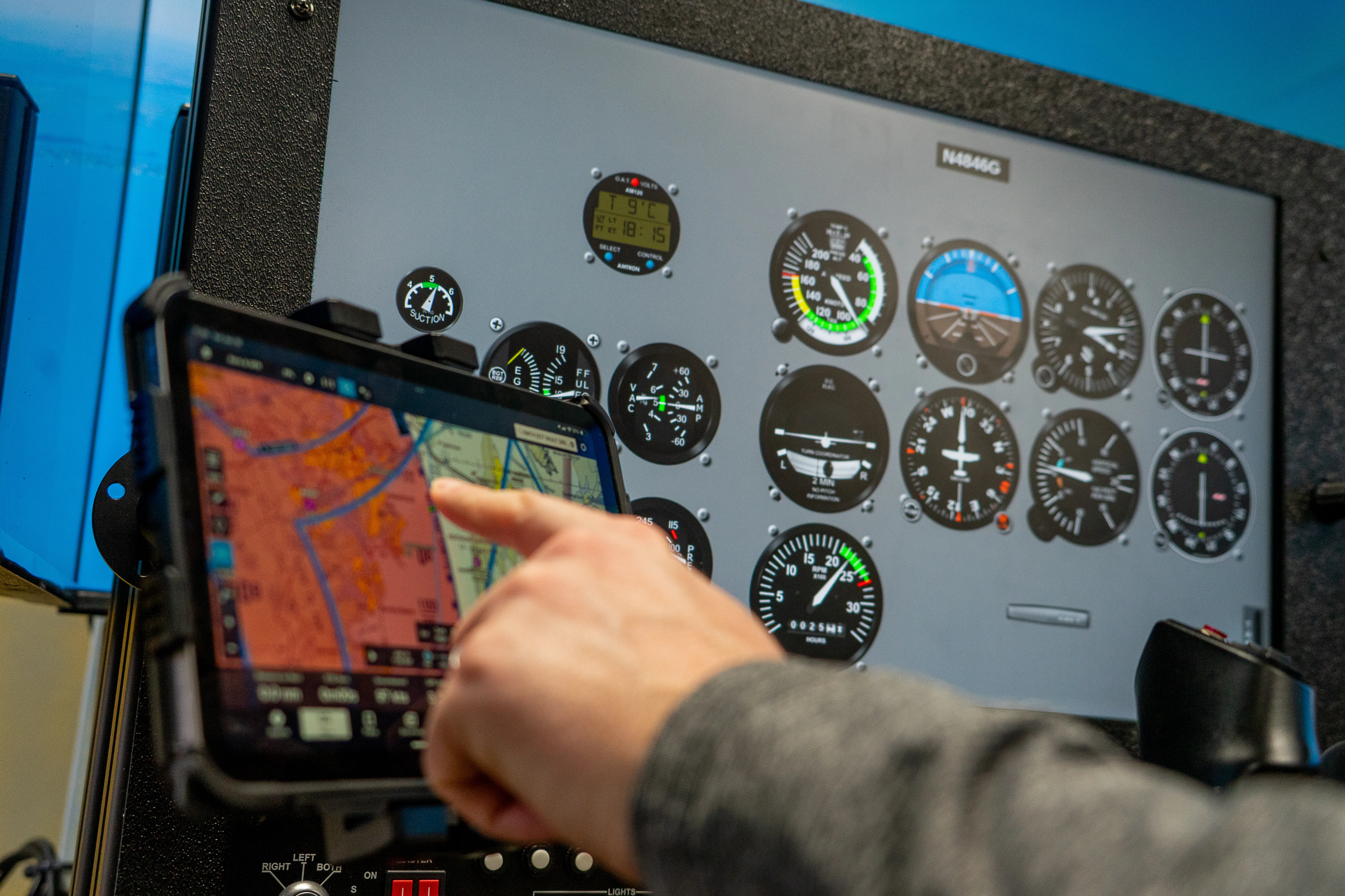 Studing with Aircraft panel at Solid Ground Aviation in fort meade, MD