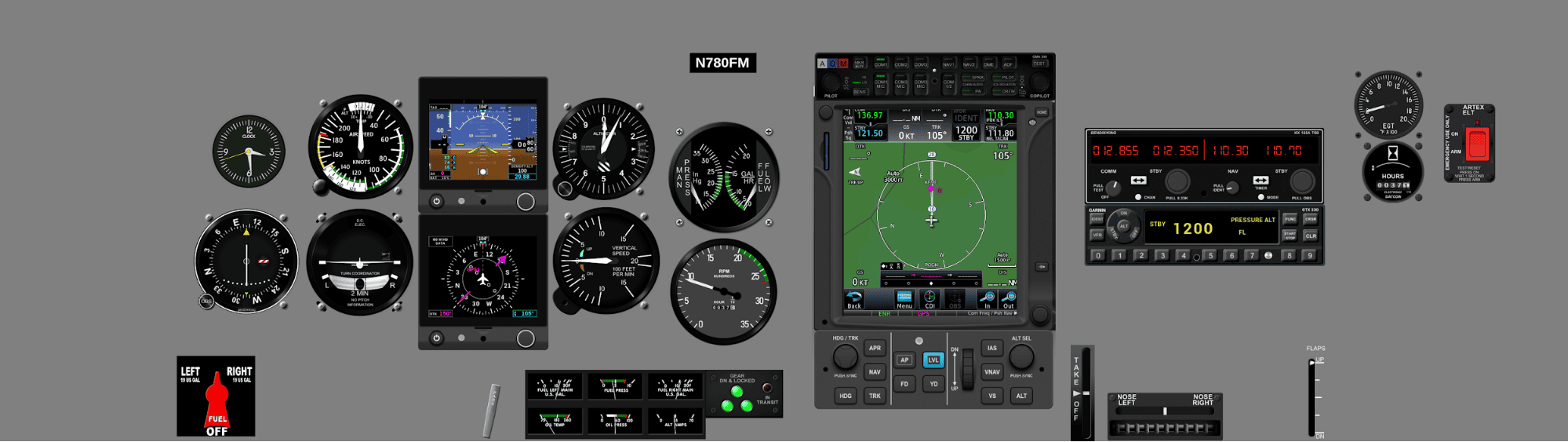 SG-2B BATD approved PA-28R panel with Garmin G5 displays, GTN 750 navigator, and GFC 500 autopilot